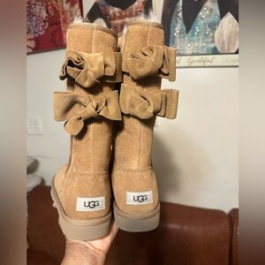 UGG Tan Boots with Bow Accents